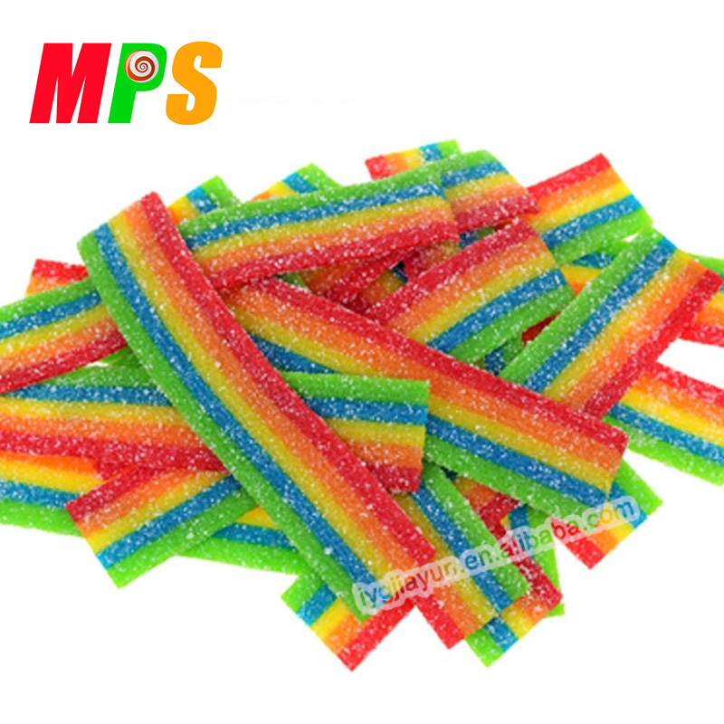 Sour Belts Strips Colorful Coated Sugar Yummy Gummy Candy