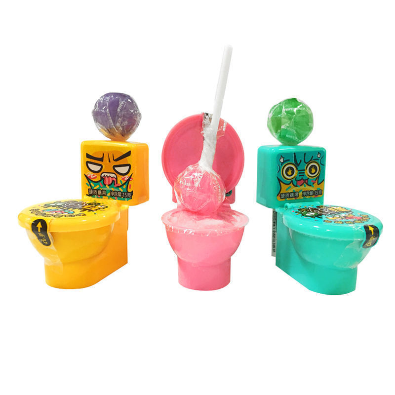 Low Price Custom Hot Sale Novelty Toilet Toy Packing Sweet Lollipop With Sour Powder Candy