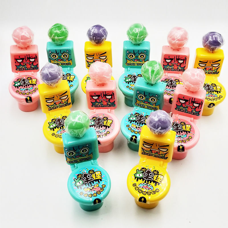 Low Price Custom Hot Sale Novelty Toilet Toy Packing Sweet Lollipop With Sour Powder Candy