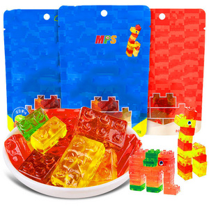 Fun Themed Novelty Candy for Kids Birthday Party 4D Gummy Blocks Candy Bricks with Real Fruit Juice