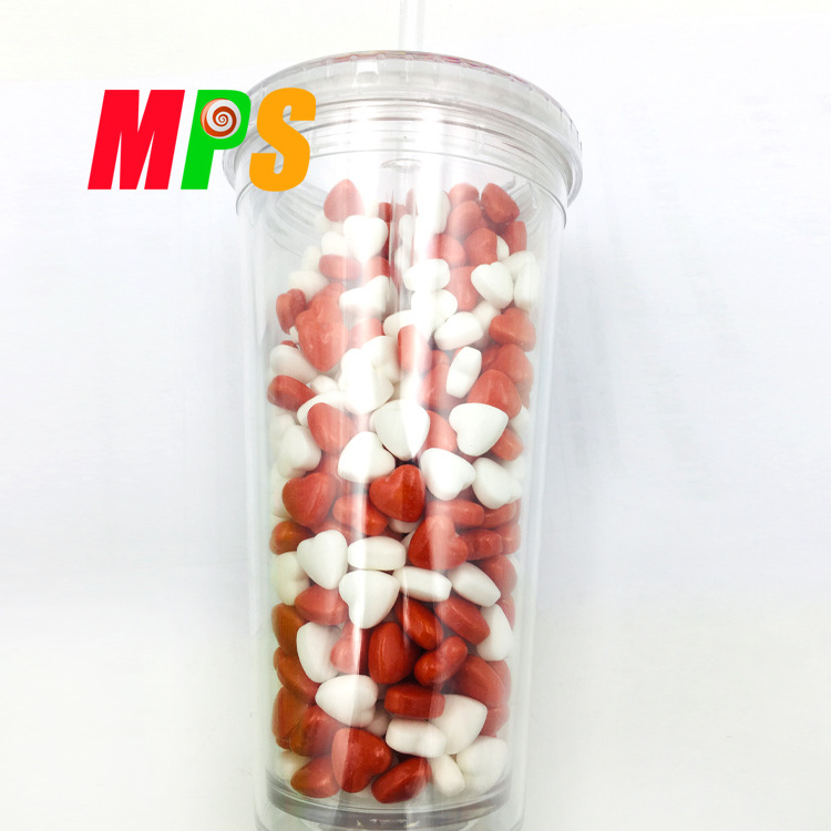 Mix of Red and White Heart Shape Compressed Dextrose Candy