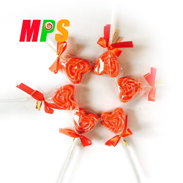 Heart Shape Red Color Sweet Hard Lollipops Candy