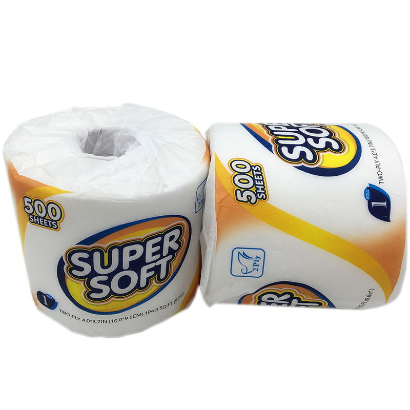 Super Soft 2Ply 500 Sheets Eco-Friendly Water Soluble White Recycled Pulp Toilet Paper