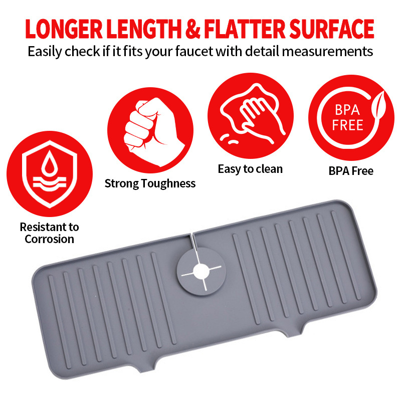 Hot Sale Countertop Mat Silicone Sink Faucet Mat for Kitchen Drying Draining Pads Splash Guard Silicone Faucet Mat