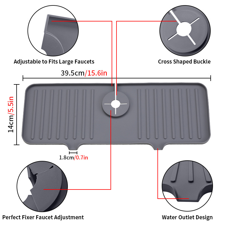 multifunctional non-slip kitchen countertop sink drain silicon mat protector pad absorbent draining mat