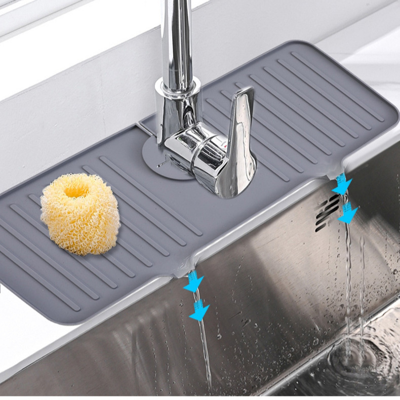 Silicone Sink Protector Mat Foldable Faucet Drain Pad Non-Slip Mat Quick Drying Dish Drain Pad Kitchen Accessories