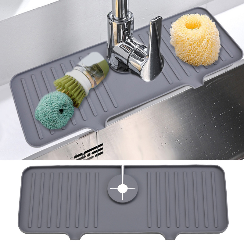 Silicone Sink Protector Mat Foldable Faucet Drain Pad Non-Slip Mat Quick Drying Dish Drain Pad Kitchen Accessories