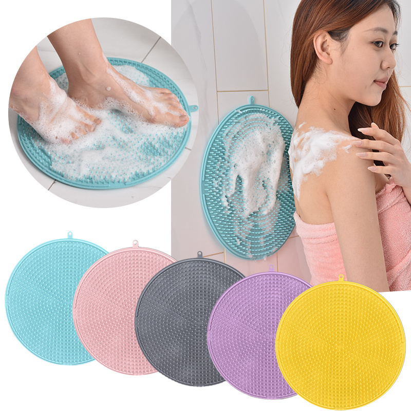 New Wall Mounted Back Scrubber Shower Foot Back Scrubber Silicone Bath Massage Pad Cushion Brush with Suction Cups