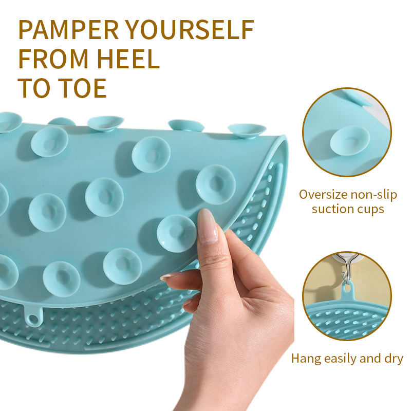 New Wall Mounted Back Scrubber Shower Foot Back Scrubber Silicone Bath Massage Pad Cushion Brush with Suction Cups