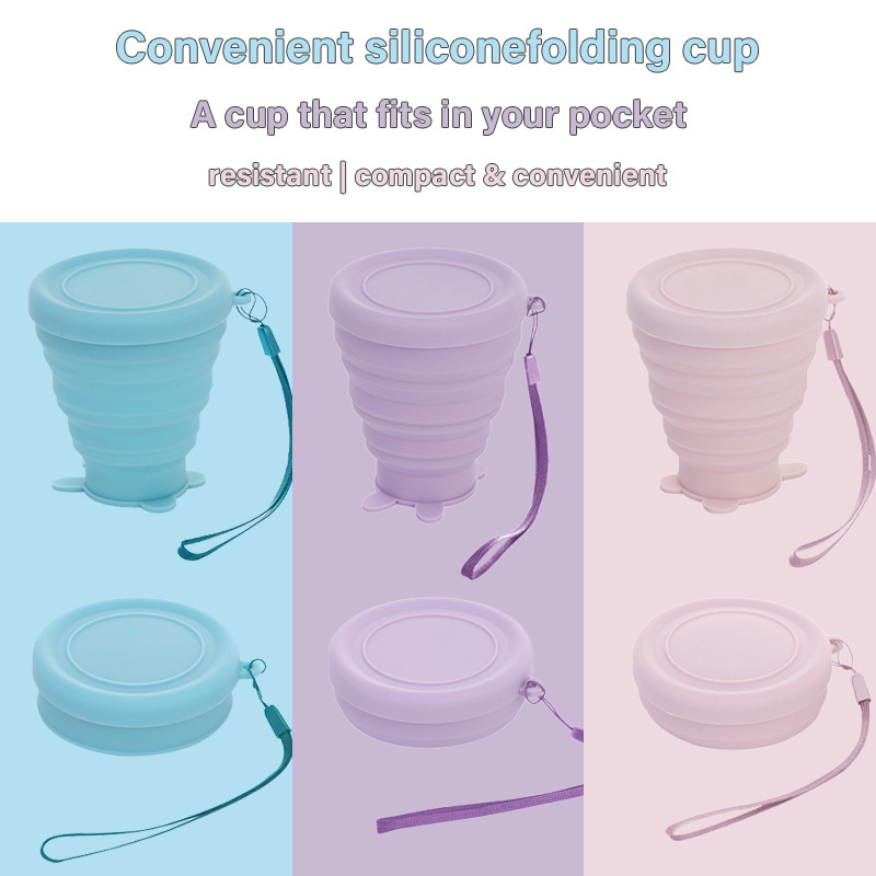 Portable Folding Silicone Drinking Retractable Collapsible Camping Coffee Cup Modern Cups Tall Silicone Foldable Cups