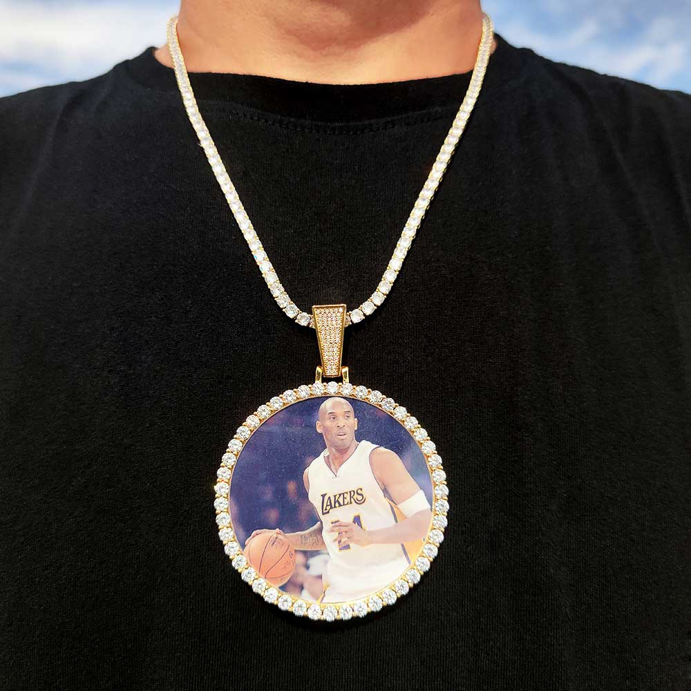 Hiphop Fashion New Custom 18k Gold Plated Cz Iced Out Photo Round Pendant