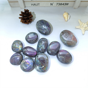 Purple Flash Labradorite Palm Stone for Meditation High Quality Crystals Healing Stone Europe Oval Polishing Crystals Crafts 1KG