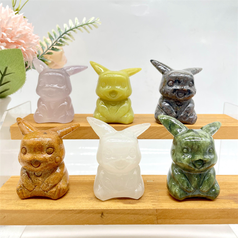 Wholesale Natural Stone Carvings New Crafts Cartoon Character Jade Crystal Animals For Gifts