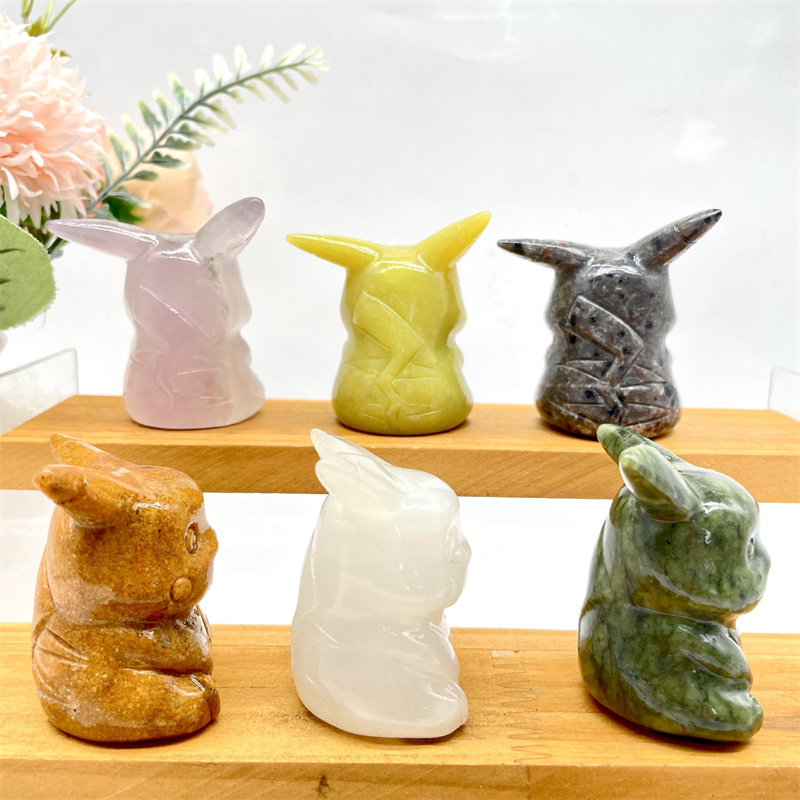 Wholesale Natural Stone Carvings New Crafts Cartoon Character Jade Crystal Animals For Gifts