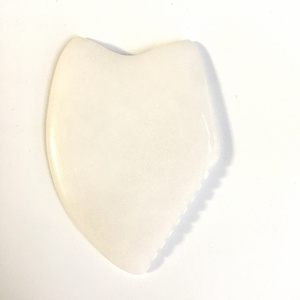 Private Label Natural White Jade Gemstone Stone Gua Sha Massage Tool