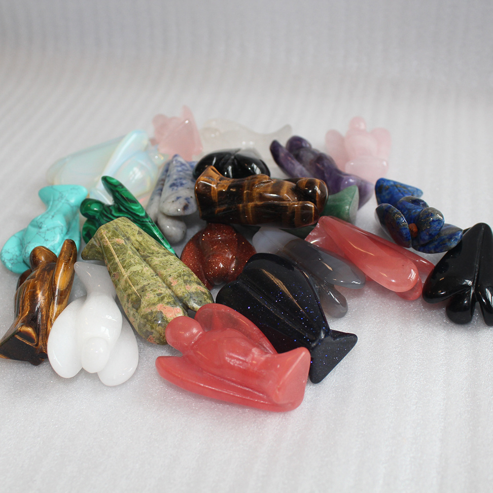 2 Inch All Kinds Hand Carved  Gemstone Angels