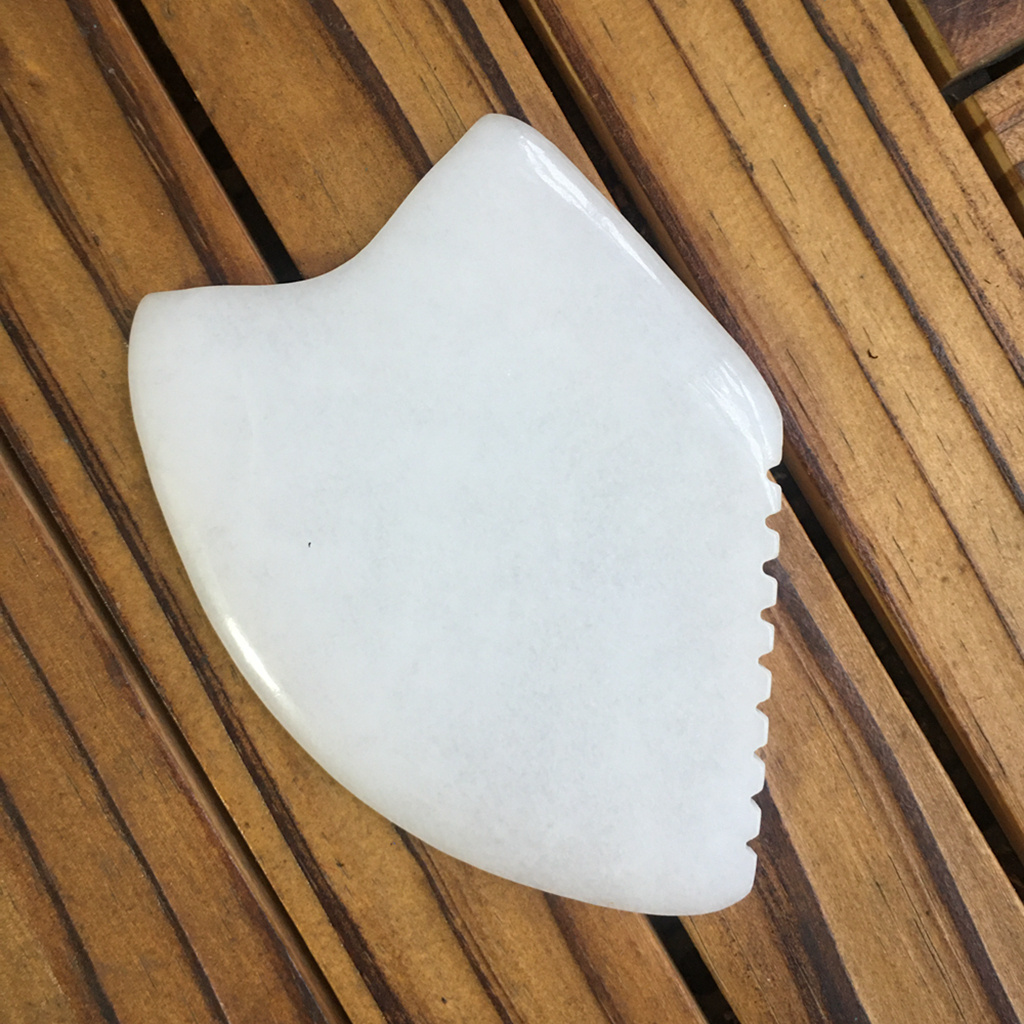 Private Label Natural White Jade Gemstone Stone Gua Sha Massage Tool