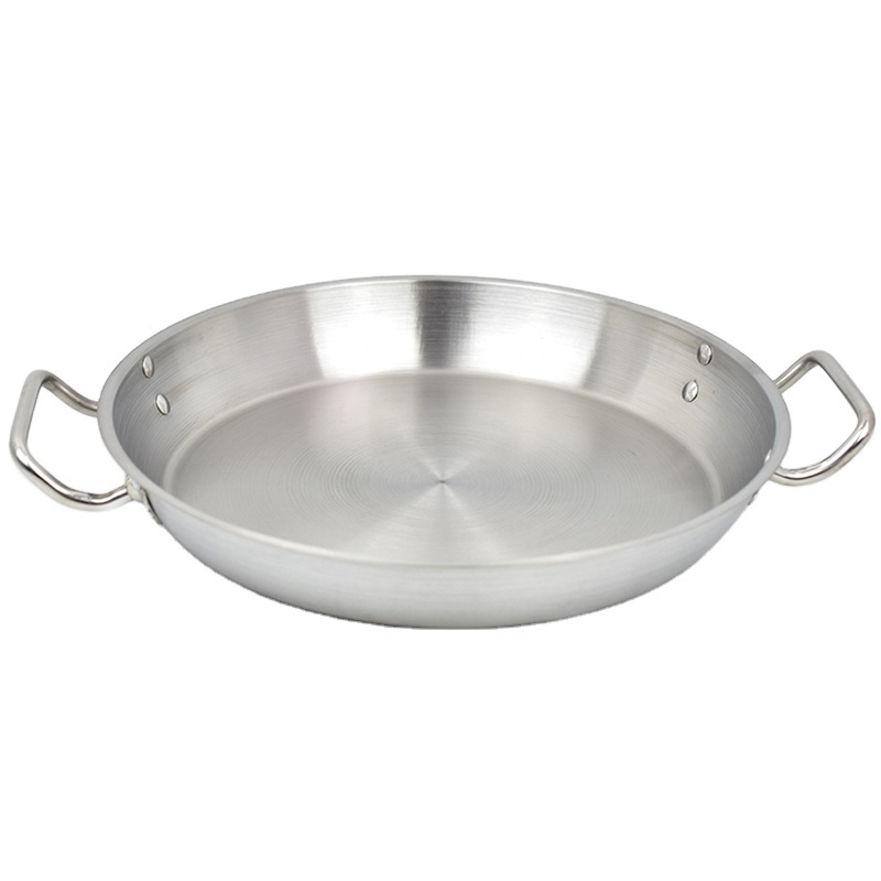 Wholesale 36 40 60cm Spanish Seafood Pasta Paella Frying Cooking Pan Stainless Steel Paella Pan