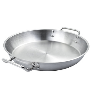 Wholesale 36 40 60cm Spanish Seafood Pasta Paella Frying Cooking Pan Stainless Steel Paella Pan