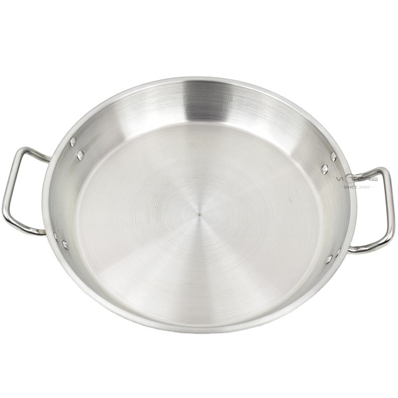 Wholesale 36 40 60cm Spanish Seafood Pasta Paella Frying Cooking Pan Stainless Steel Paella Pan