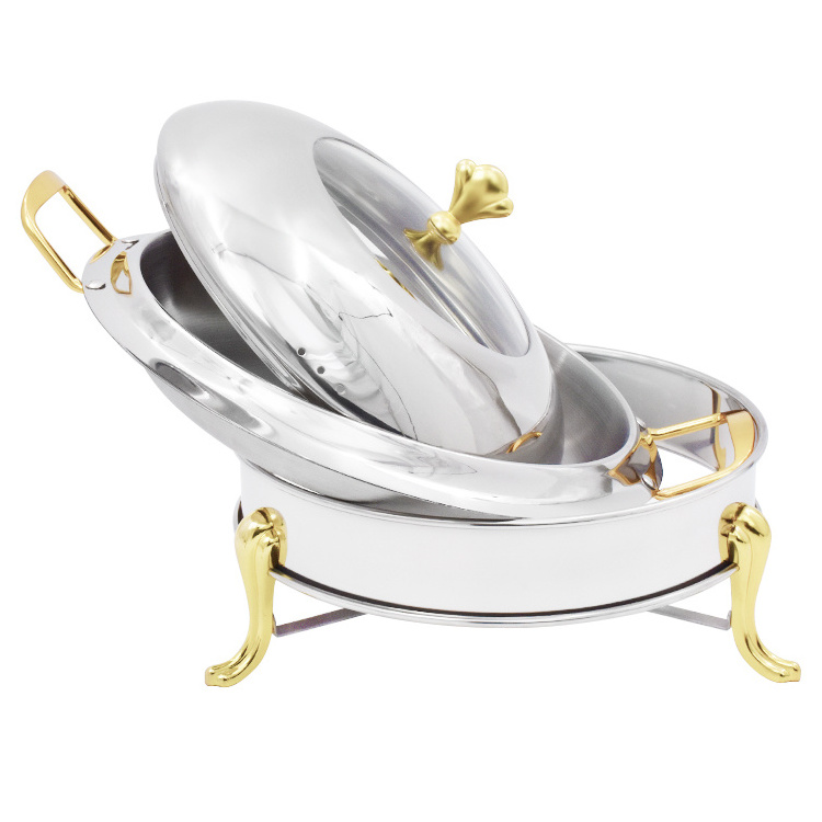 Mirror 4Qt stainless steel chafing dish celebration cookware fuel hot pot with handle cover