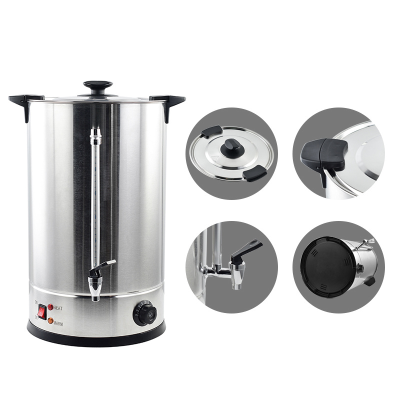 Electrical 50 Cups Stainless Steel Basket Large Capacity Milk Tea Boiler Coffee Urn With Insulation Double Layers