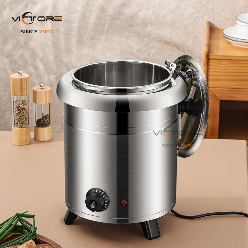 10L Metal Stainless steel buffet food warmer Countertop Soup Kettle with Adjustable Heating