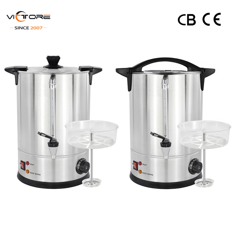 Electrical 50 Cups Stainless Steel Basket Large Capacity Milk Tea Boiler Coffee Urn With Insulation Double Layers