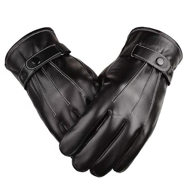 Winter driving leather  cold protective gloves fashion touch screen men waterproof winter gloves