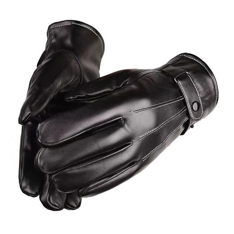 Winter driving leather  cold protective gloves fashion touch screen men waterproof winter gloves