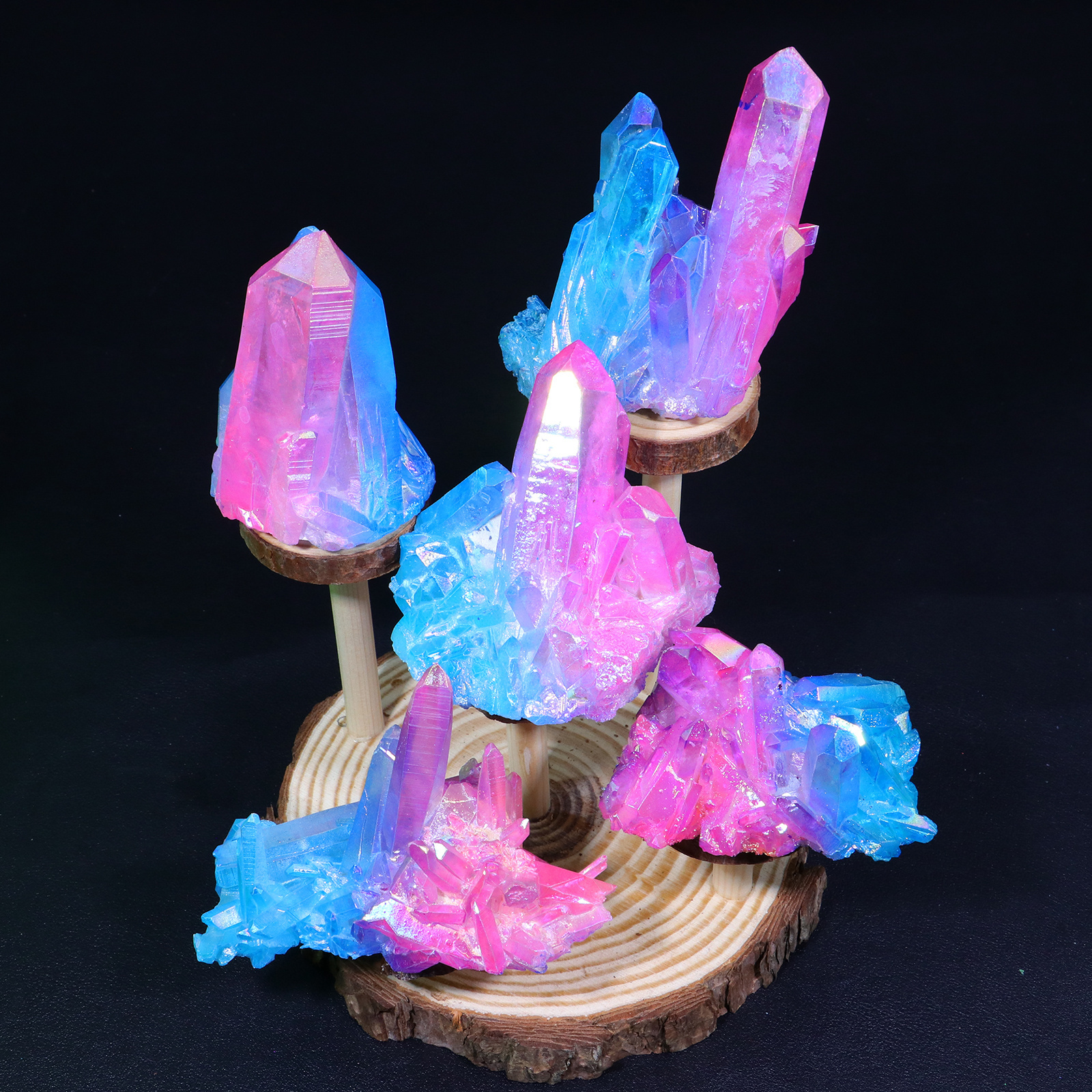 Healing quartz rainbow titanium angel aura quartz crystal clusters