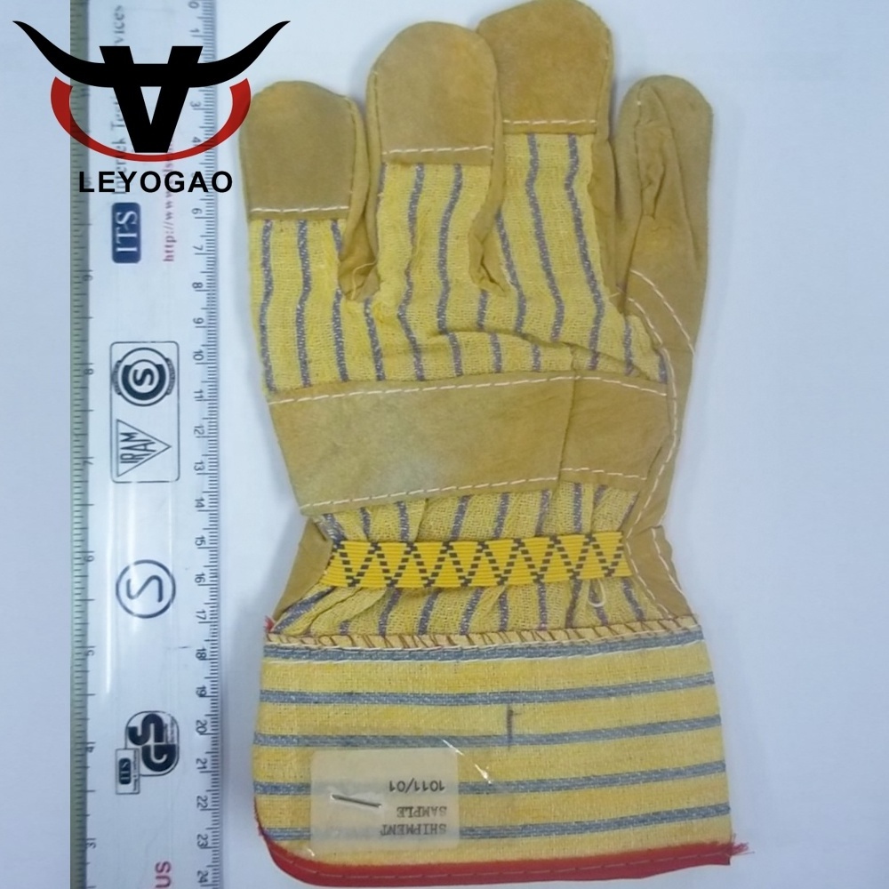 Hot sale good protection yellow leather construction waterproof safety full palm  leather gloves