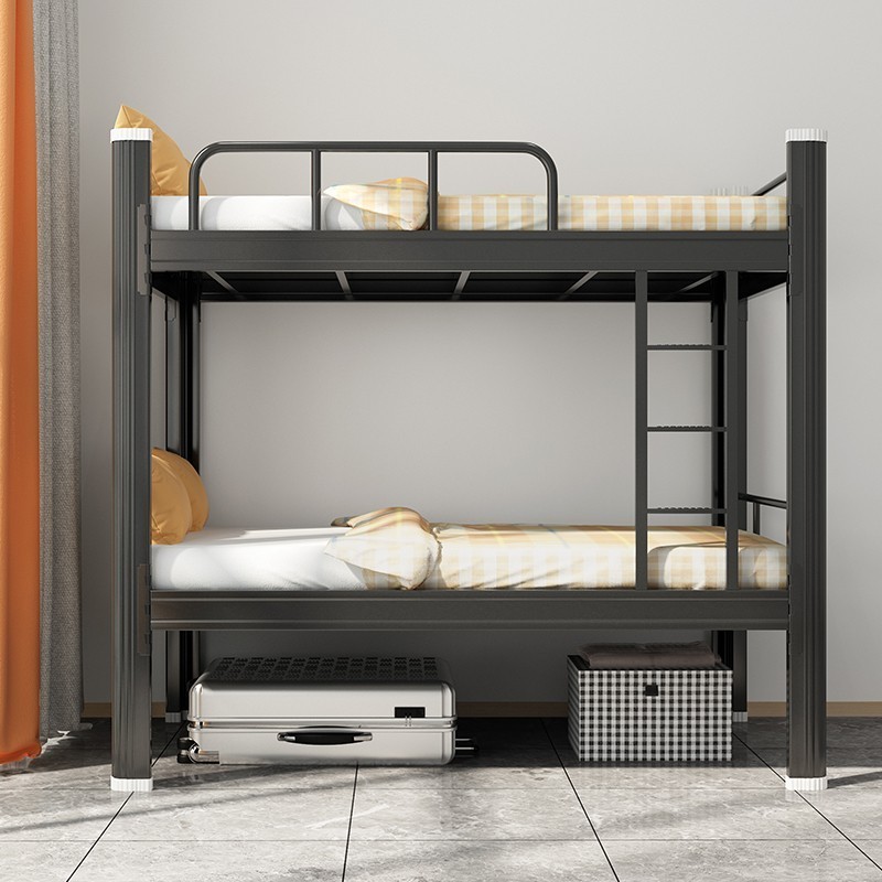 Hot Low Price Strong Capacity Adult White Coating Space Saving Furniture Design Double Deck Bedroom Metal Bunk Steel Bed