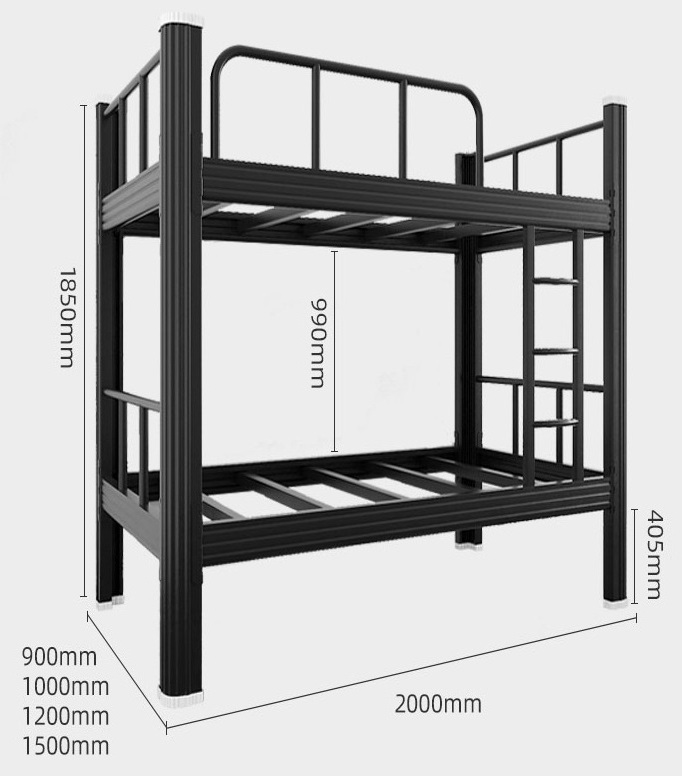 Hot Low Price Strong Capacity Adult White Coating Space Saving Furniture Design Double Deck Bedroom Metal Bunk Steel Bed