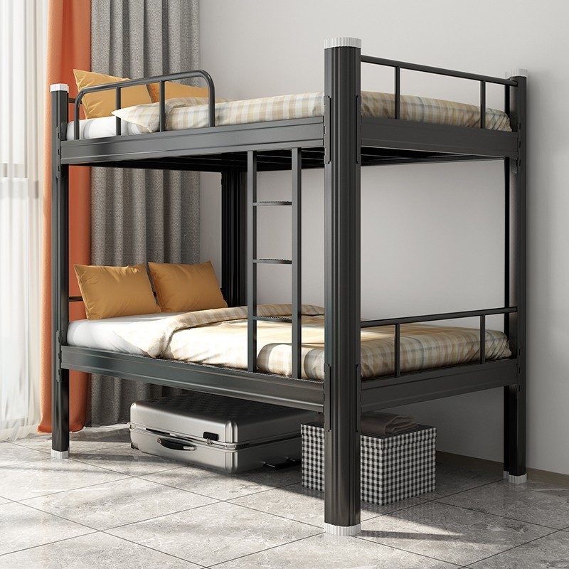 Hot Low Price Strong Capacity Adult White Coating Space Saving Furniture Design Double Deck Bedroom Metal Bunk Steel Bed