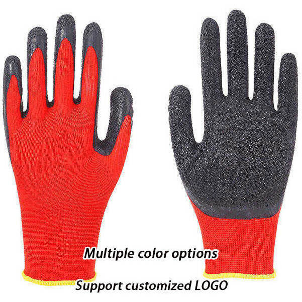 Industrial Heavy Duty Construction Rubber Grip Garden Crinkle latex Coated Safety Gloves For Working