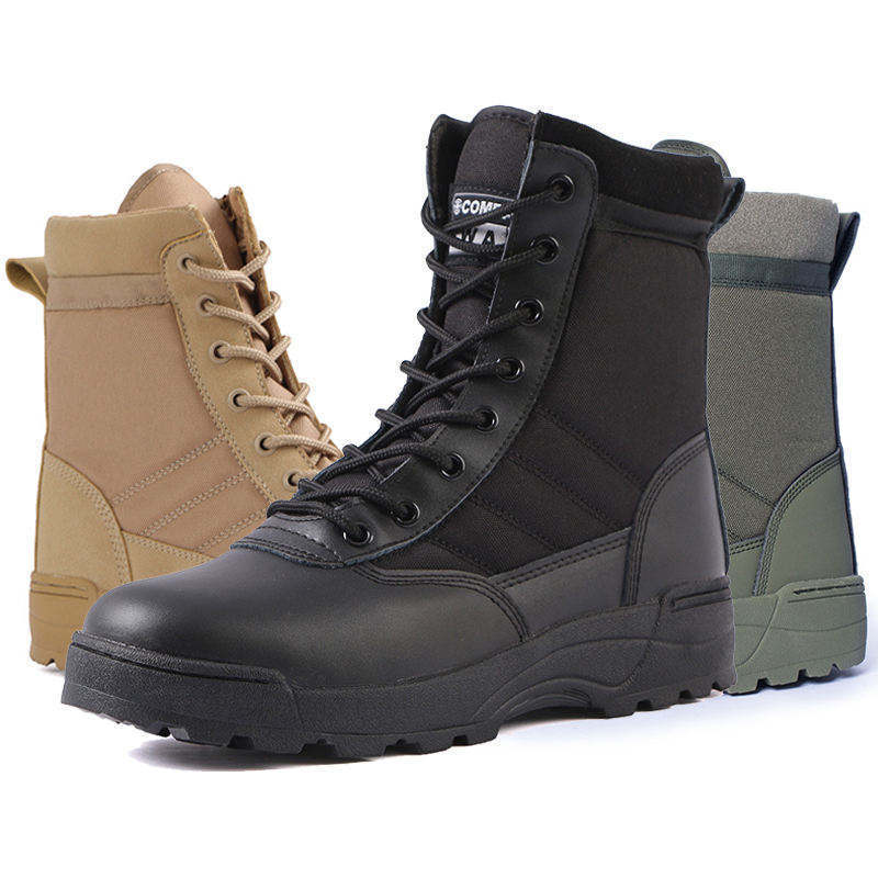 Sonice Wholesale  Waterproof Men's Black Leather Motorcycle Slip-Resistant Tactical Work Boots