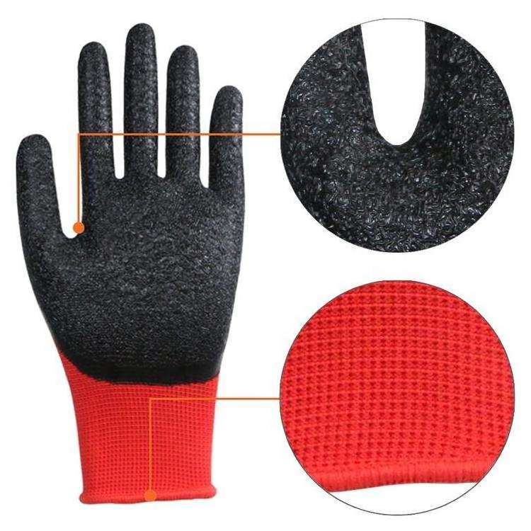 Industrial Heavy Duty Construction Rubber Grip Garden Crinkle latex Coated Safety Gloves For Working