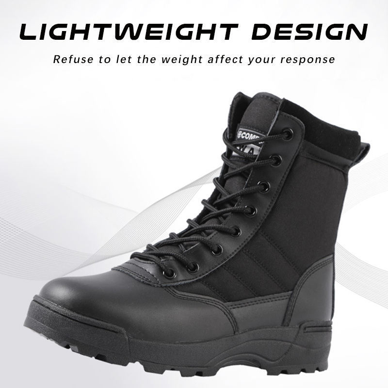 Sonice Wholesale  Waterproof Men's Black Leather Motorcycle Slip-Resistant Tactical Work Boots