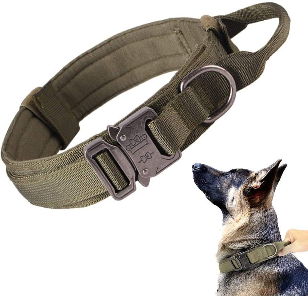 Outdoor Heavy Duty Adjustable Tactical Wide Dog Collar With Metal Buckle For Medium and Large Dog