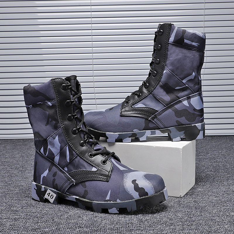 SONICE Hot Sale Custom Men's Camouflage Waterproof High Top Rubber Hiking Outdoor Camping Combat Tactical Boots