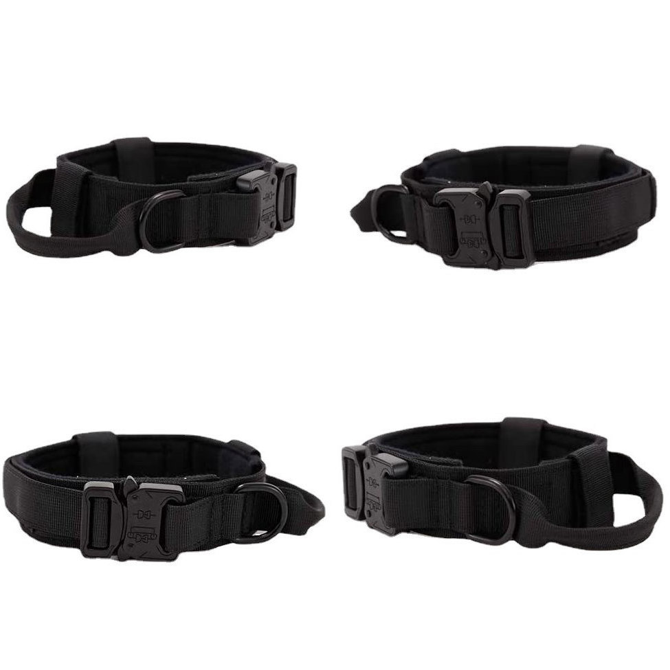 Outdoor Heavy Duty Adjustable Tactical Wide Dog Collar With Metal Buckle For Medium and Large Dog