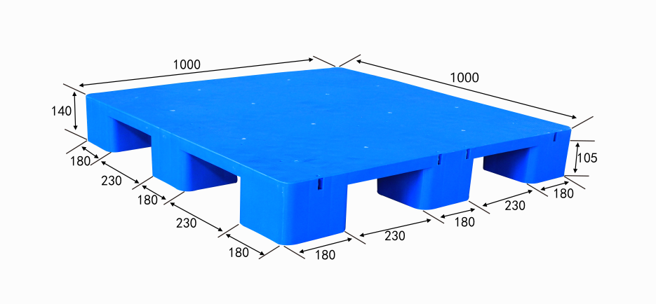 LYPALLETS Brand Light Duty Logistics Plastic Flat 9 Feet HDPE Blue Pallet Warehouse Industry Storage Plastic Pallet For Sale