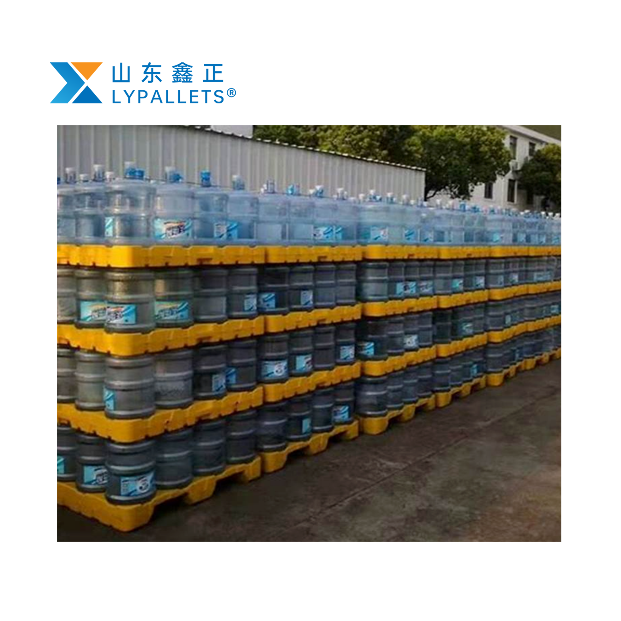 Stacking 5 gallon plastic water bottle pallet lypallets 1100*1100*140mm bottled water rack