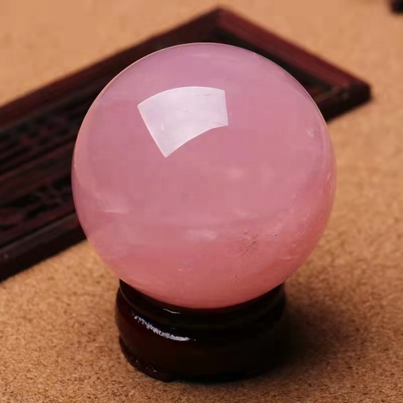 Customized  Natural Healing Stones Ball Dark Rose Quartz Sphere Reiki Spiritual Feng ShuiStone Crafts  For Meditation