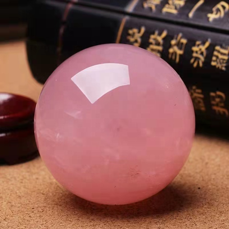 Customized  Natural Healing Stones Ball Dark Rose Quartz Sphere Reiki Spiritual Feng ShuiStone Crafts  For Meditation