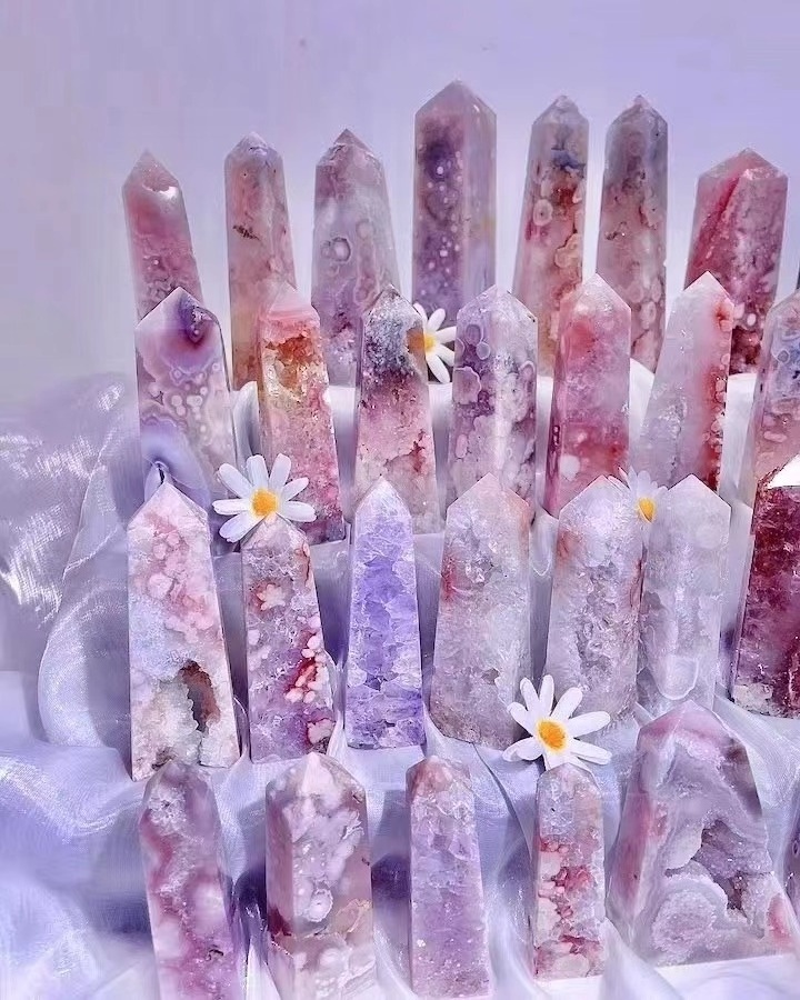 Healing Crystal Stone lavender rose quartz  Geode cluster pink amethyst druzy flower agate geode Towers Slabs