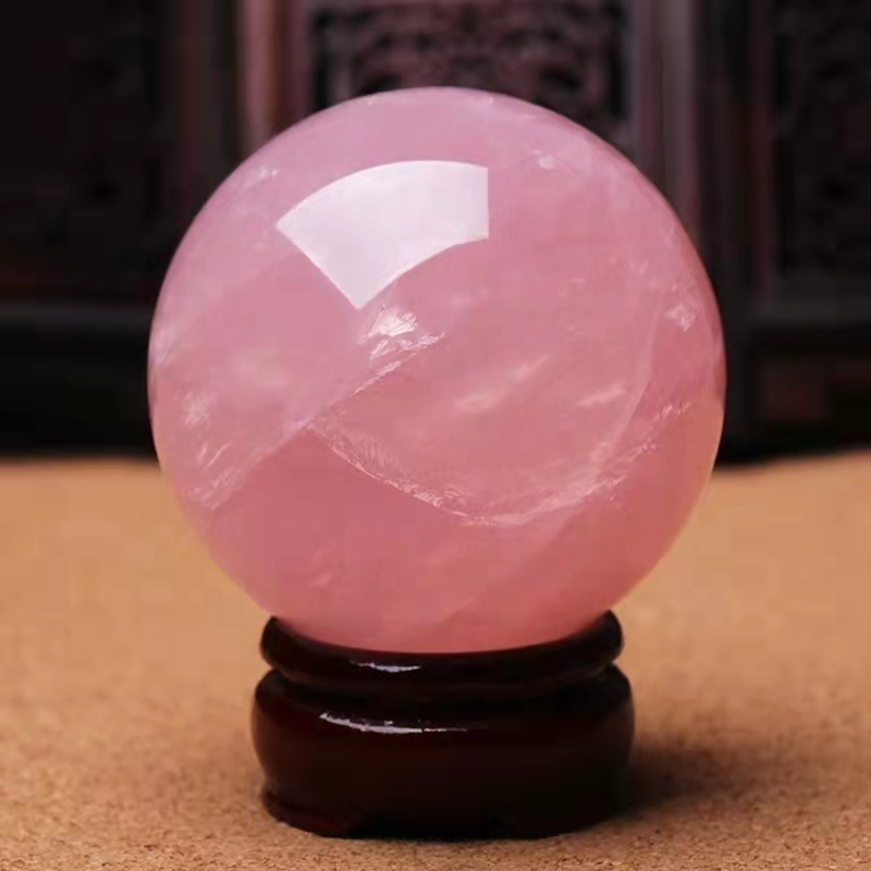 Customized  Natural Healing Stones Ball Dark Rose Quartz Sphere Reiki Spiritual Feng ShuiStone Crafts  For Meditation