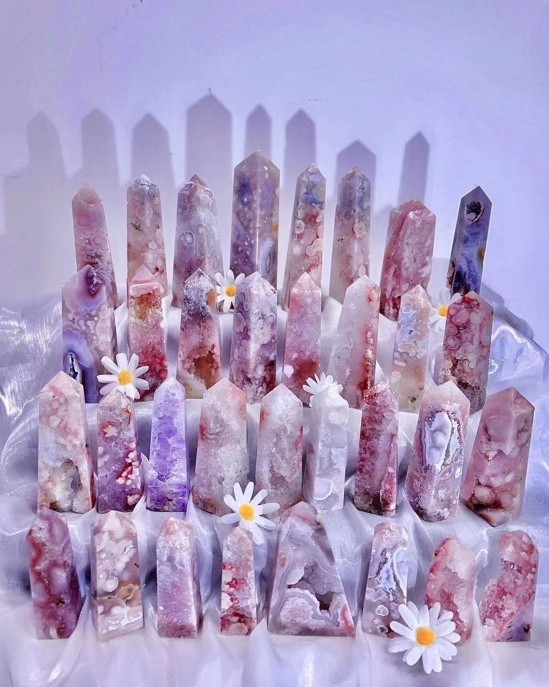 Healing Crystal Stone lavender rose quartz  Geode cluster pink amethyst druzy flower agate geode Towers Slabs