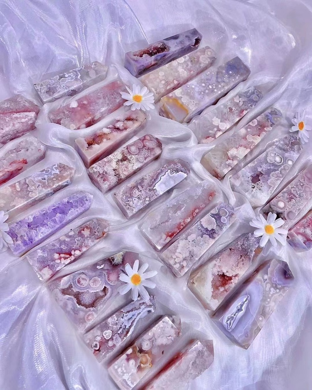 Healing Crystal Stone lavender rose quartz  Geode cluster pink amethyst druzy flower agate geode Towers Slabs